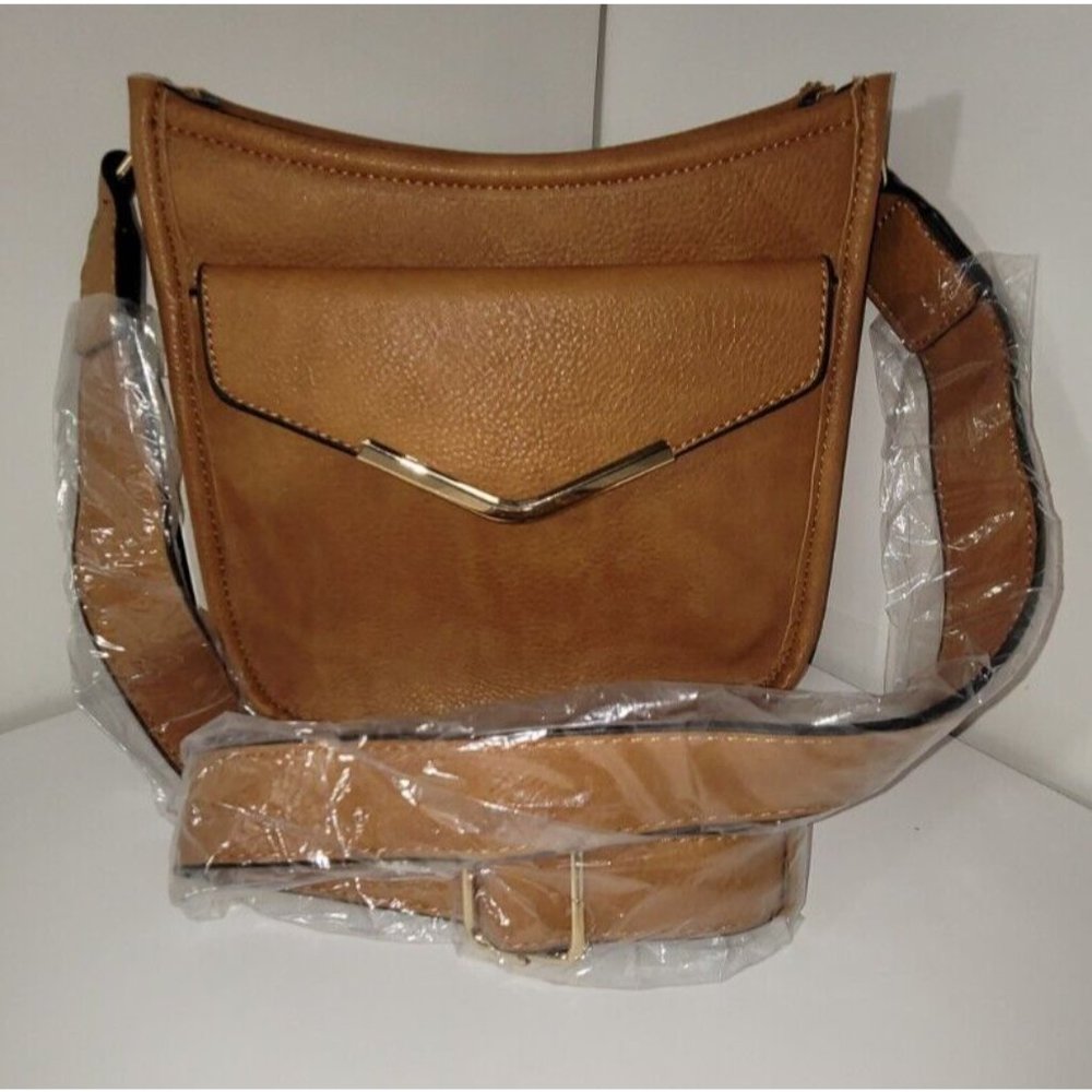 Women's Crossbody Vegan Brown  Leather Adjustable Isabelle  Shoulder Handbag